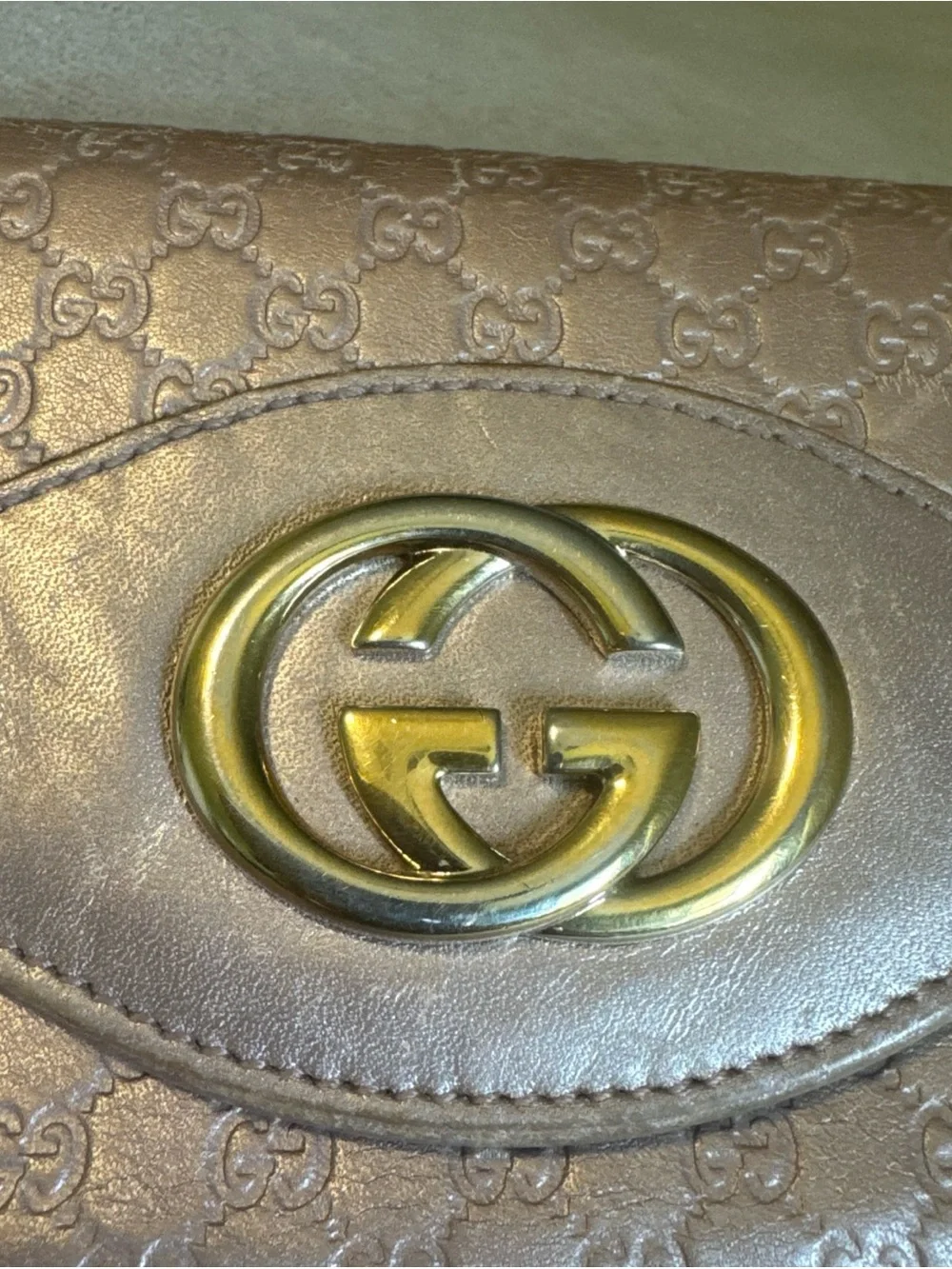 Gucci Guccissima Metallic Pink GG Continental Wallet Gold Logo Leather - Picture 2 of 16